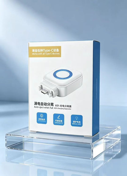 StopCharge™ : l'adaptateur  à intelligence artificielle  qui se désadapte automatiquement  quand votre batterie est pleine.